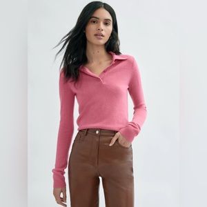 NWT 100% CASHMERE WILFRED LITELUXE FLORENCE HALF BUTTON SWEATER